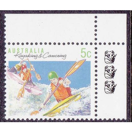 Australia 1993 Sport Series 5c Kayaking & Canoeing 3 Koalas - TOP RIGHT