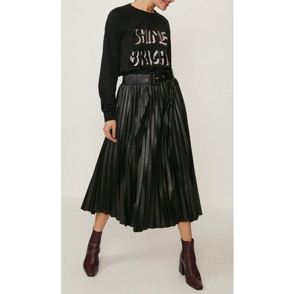 COAST PU Black Pleated Midi Skirt - NEW (RARE & COLLECTABLE)