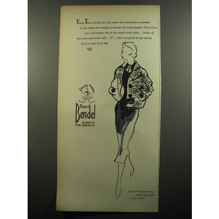 1951 Henri Bendel Dress-and-jacket ensemble Ad - Young-timers declare