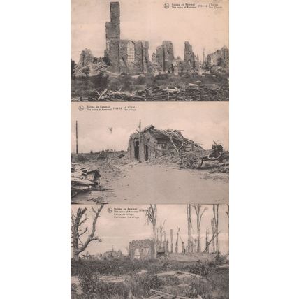 The Ruins Of Kemmel Village Entrance Belgium WW1 3x Bombing Postcard