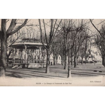 Macon Le Kiosque Et Promenade Du Quai Sud French Bandstand Postcard