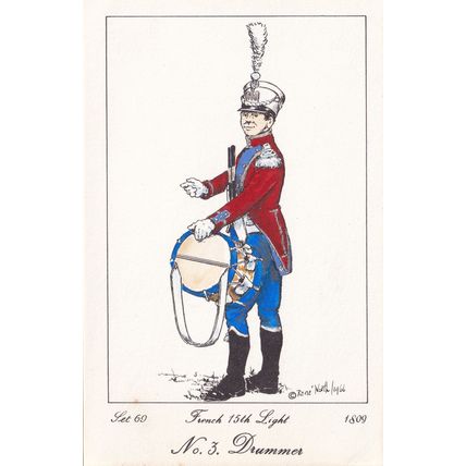 French 15th Light Regiment Drummer Napoleonic War Soldier PB Postcard