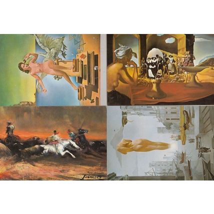 Risque & Bullfight 4x Spanish Painting Culture Postcard s