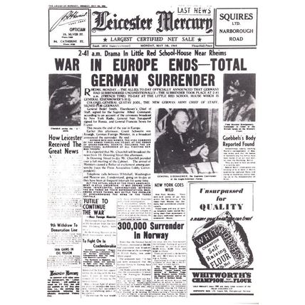 WW2 German Military Surrender Leicester Newspaper Ephemera