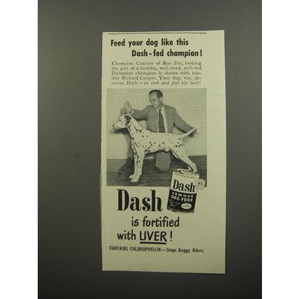 1953 Armour Dash Dog Food Ad - Dalmation Coacher of Bur-Dal