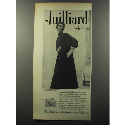 1953 Julliard Velveteen Weatherbee Coat Advertisement