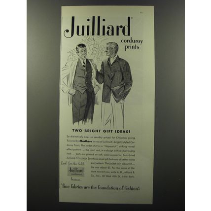 1953 Julliard Corduroy Prints Advertisement - Two bright gift ideas
