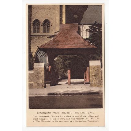 The Lych Gate Parish Church Beckenham Postcard Kent