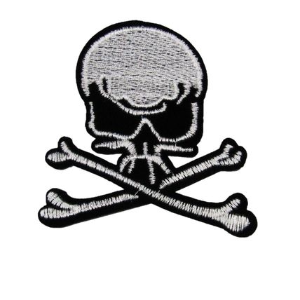 Skull and Crossbones Iron On Patch Biker Horror Pirate Halloween Rock Punk P239