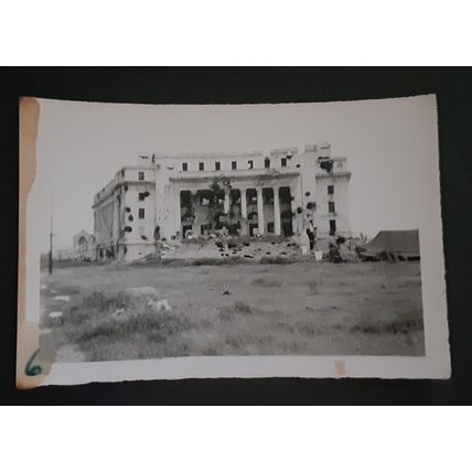 1945 WW ll US Airman Original 2"x3" Photo of Building in Ruins War Destruction 6