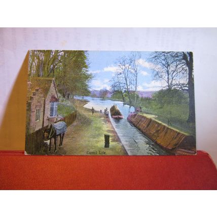 CANAL LIFE, LIVERPOOL BARGE used antique postcard by Shurey's 1909 pm =