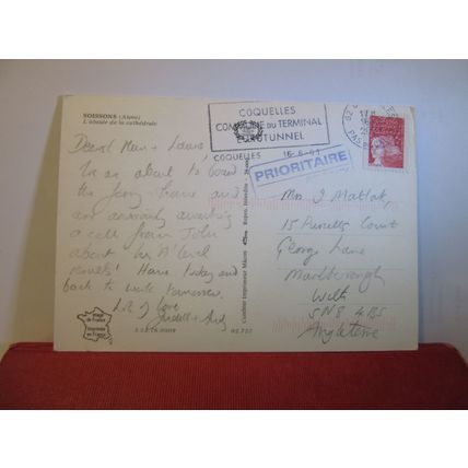 THE CATHEDRAL, SOISSONS, AISNE, FRANCE used postcard 2001 pm =