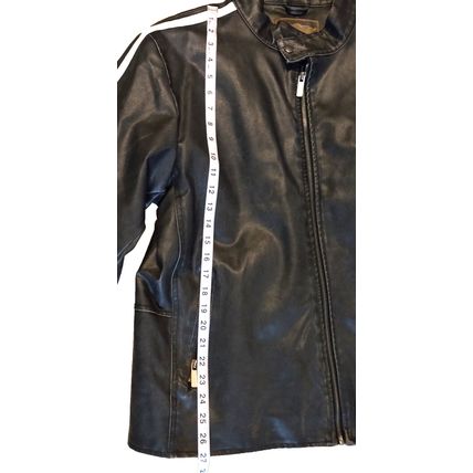 Men's VTG Arizona Jean Co Biker Motorcycle Jacket Black XL White Striped Sleeves