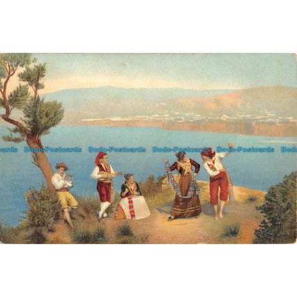 R052998 Old Postcard. Dancers near the Sea. Stengel