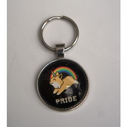 SUPER CUTE PRIDE KEYRING WITH DOGGIECORN AND RAINBOW IN GIFT BAG