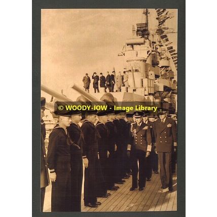 rp00742 - King George VI on US Navy Warship USS Columbus - print 6x4