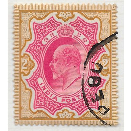INDIA 1903 KE7 TW0 RUPEES 2Rs USED SG138 138 SG ROSE SHADE