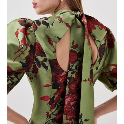 KAREN MILLEN Tall Floral Jacquard Panelled Puff Sleeve Mini Dress NEW (RARE)