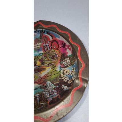 VTG Great Smokey Mountains Souvenir Ashtray MCM Decor Tennessee North Carolina