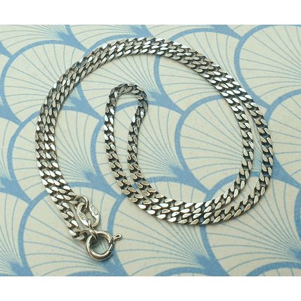 Vintage Italian 925 Sterling Silver Short 14" Curb Chain Choker Necklace