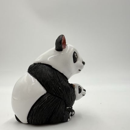 Vintage LEPS Peru Pottery Rinconada Panda Mama Bear & Cub Figurine