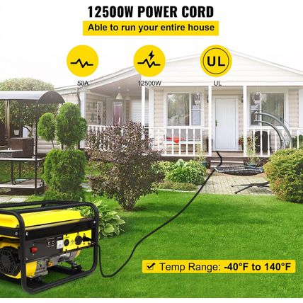 VEVOR 25 FT 50 Amp Generator Extension Cord 6 Gauge STW 6/3+8/1 RV Power Cord N1
