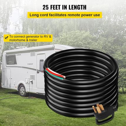 VEVOR 25 FT 50 Amp Generator Extension Cord 6 Gauge STW 6/3+8/1 RV Power Cord N1