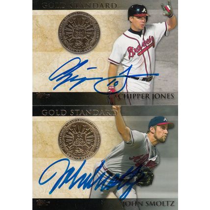 CHIPPER JONES & JOHN SMOLTZ AUTO 2012 ATLANTA BRAVES HOF WORLD CHAMPION PLAYERS