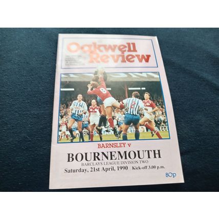 Barnsley v Bournemouth Football Programme Saturday 21st April 1990