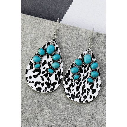 Multicolor Western Turquoise Cow Spots Water Drop Earrings