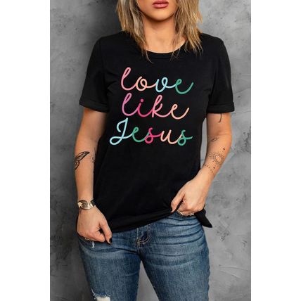 Black Love Like Jesus Crew Neck Graphic Tee