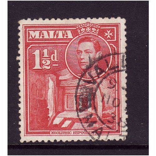 MALTA 1938 SG220 1 1/2d SCARLET FINE USED #3