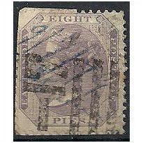 India 1865 SG56 8 Pies Purple Good Used (remainders) .. .