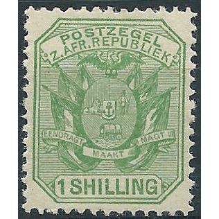 Transvaal 1895 SG211 1/- Yellow-Green Mounted Mint .. ..