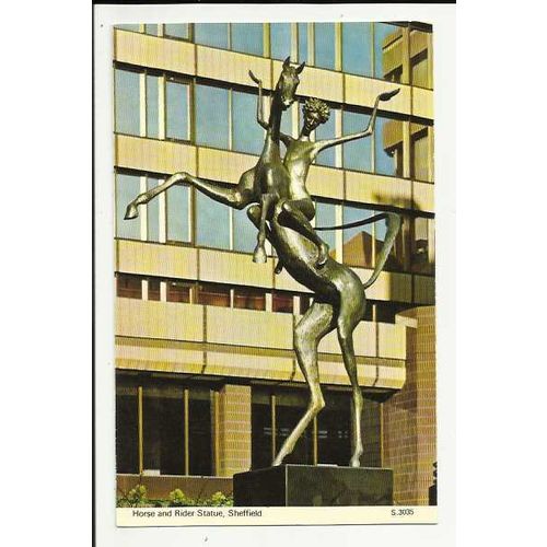 Yorkshire SHEFFIELD Horse & Rider Statue Postcard by Dennis (S.3035)