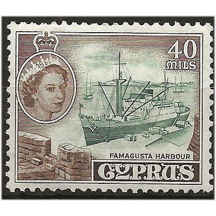 Cyprus 1955 SG182 40m Deep Green & Sepia Mounted Mint . ..