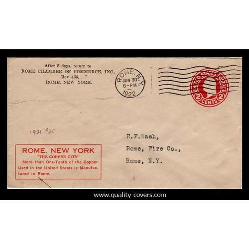 USA 1922 Illustrated Postal Sta. Rome NY