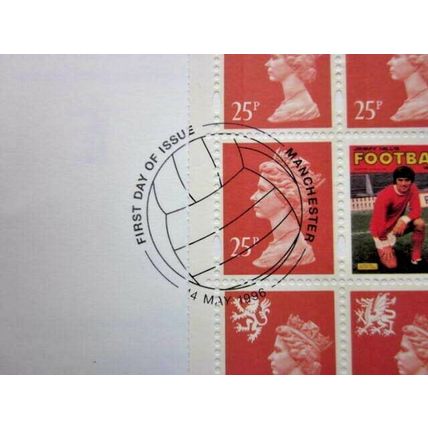 1996 THE EUROPEAN FOOTBALL STAMP BOOKLET PANE WITH F.D.I. POSTMARK. (C) #01243