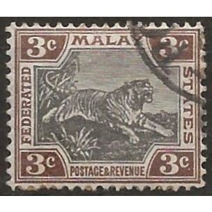 Federated Malay States 1901 SG16 3c Black & Brown Wmk Crown CA Fine Used . .