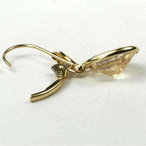 Champagne CZ, 14KY Gold Leverback Earrings, E101