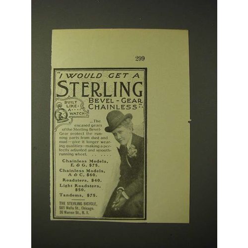 1900 Sterling Bicycles Ad - I would get a Sterling Bevel-Gear Chainless