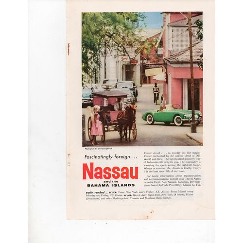 Nassau and the Bahamas vintage Full Page Print Ad January 1959