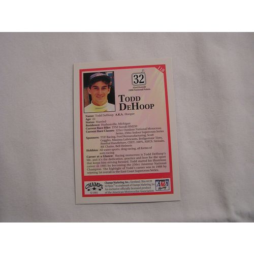 Todd DeHoop 1991 Champs Hi Flyers Motocross NO. 118