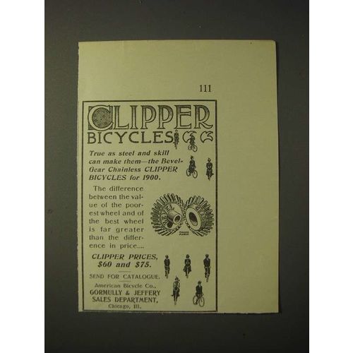 1900 Clipper Bicycles Ad - Clipper Bicycles True as steel and skill can make