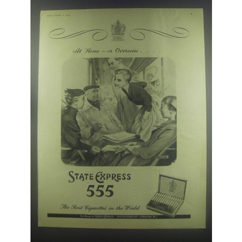 1954 State Express 555 Cigarettes Ad - At home - or Overseas