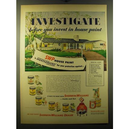 1950 Sherwin-Williams House Paint Ad - Investigate before you invest in house