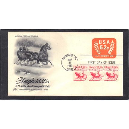 FDC Art Craft U604 5.2c Branches 1900 5.2c Sleigh S/3 (Cachet-U/A) CV00086