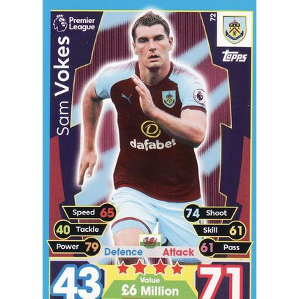 Match Attax 2017/2018 72 Sam Vokes Burnley