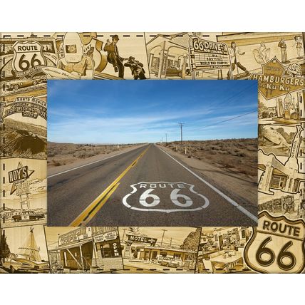 Route 66 Laser Engraved Wood Picture Frame Landscape (3 x 5)