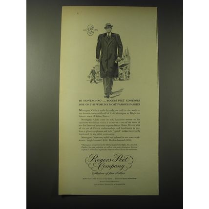 1948 Rogers Peet Montagnac Overcoats Ad - Rogers Peet Controls Famous Fabric